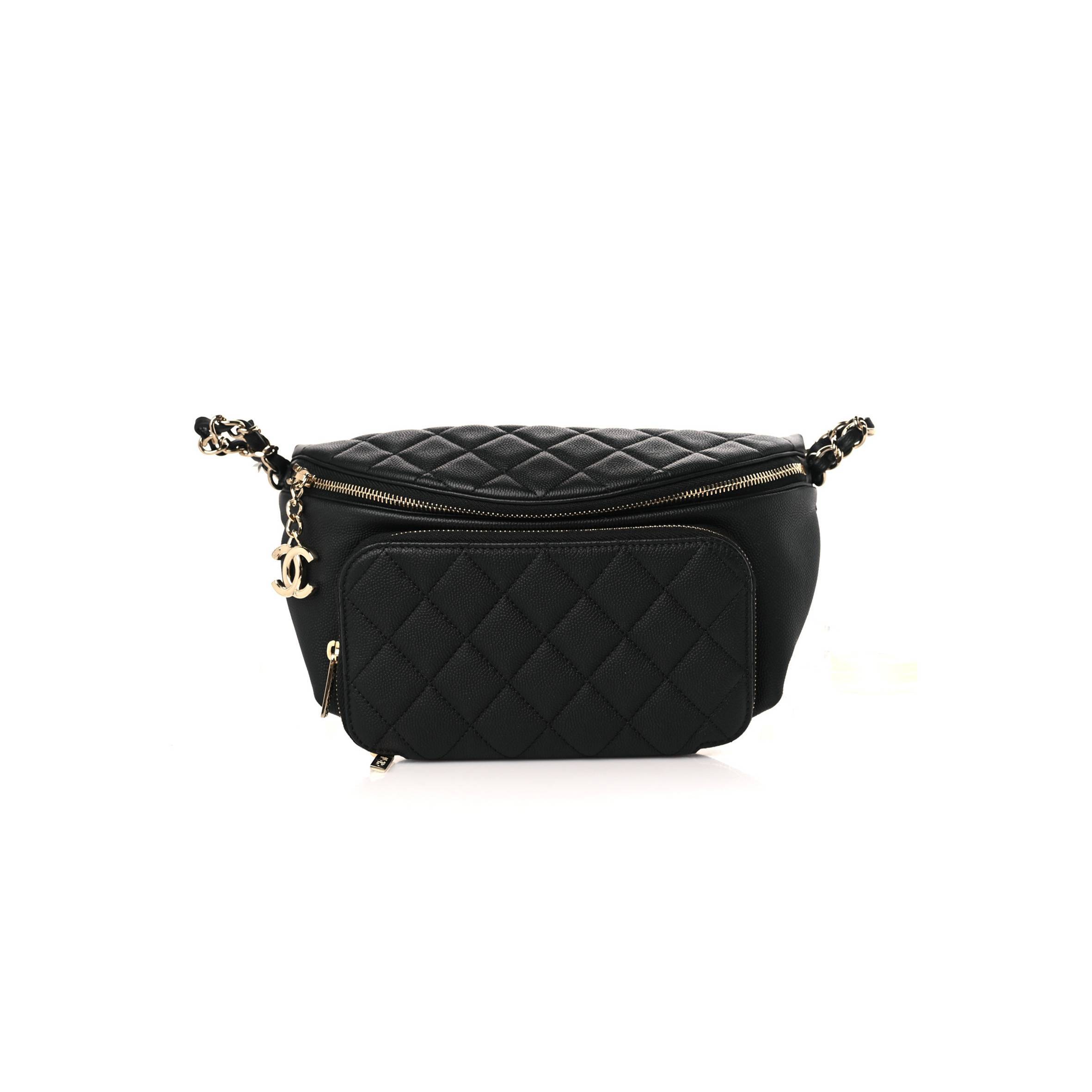 CHANEL CAVIAR QUILTED BUSINESS AFFINITY WAIST BELT BAG BLACK (19*15*8cm)